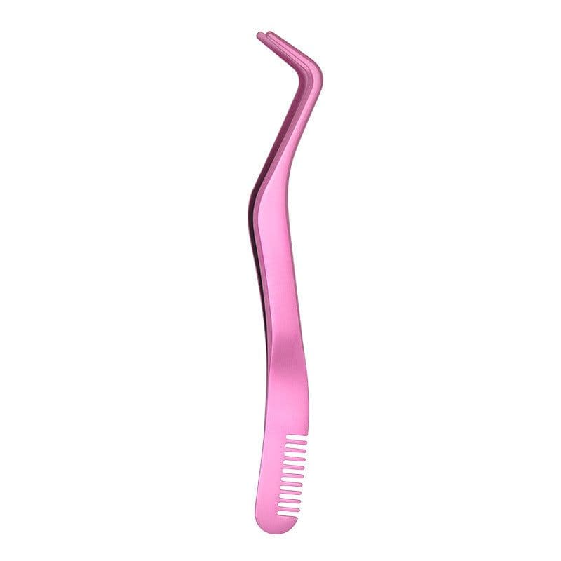 image-Stainless Steel Eyelash Tweezers with Comb