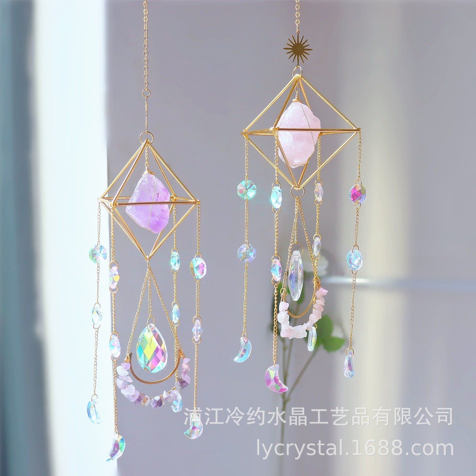 image-Natural raw stone amethyst powder crystal decoration air plant stand AB colorful lighting ball gardening crafts living room ornaments