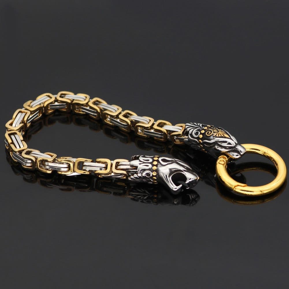 image-Wolf Head Emperor Chain Bracelet - 8mm Titanium Steel