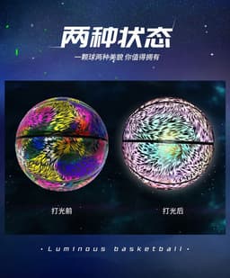 image-Reflective Basketball Shoes - Outdoor/Indoor Wear-Resistant PU Cool Glow Vibrato Adults