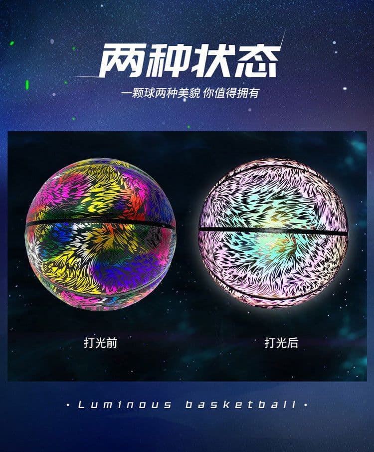 image-Reflective Basketball Shoes - Outdoor/Indoor Wear-Resistant PU Cool Glow Vibrato Adults
