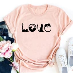 image-Cute Cat Print T-Shirt - Milk Silk 5XL Short Sleeve