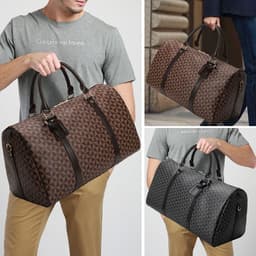 image-Women's Boston Travel Bag - Black PU Leather Weekender