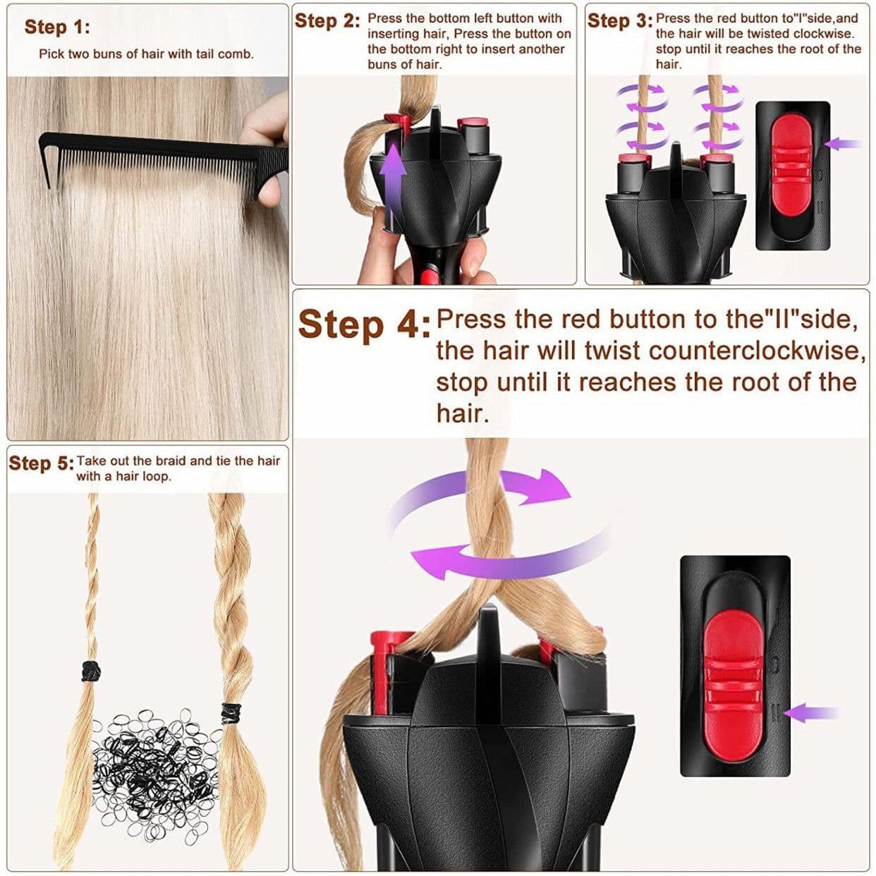 image-Cross-border Automatic Hair Braider New Children Girls Adult Braiding Machine Lazy Electric USB Braiding Twist Styler