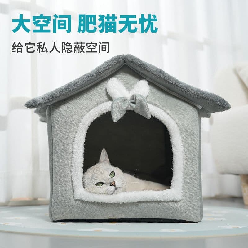 image-Cat Bed - Removable Washable Butterfly Design