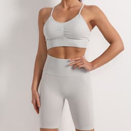 image-Yoga Suit Set - Green Spandex Leggings, Sports Bra, L Size