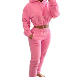 image-Women's Fleece Hoodie + Jogging Pants Set Light Yellow XXL