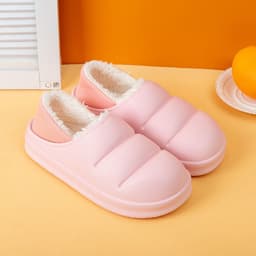 image-Waterproof Cotton Slippers Women Winter Bag Heel Home Furnishing Plush Thick Bottom Indoor Confinement Warm Cotton Shoes Men Wholesale