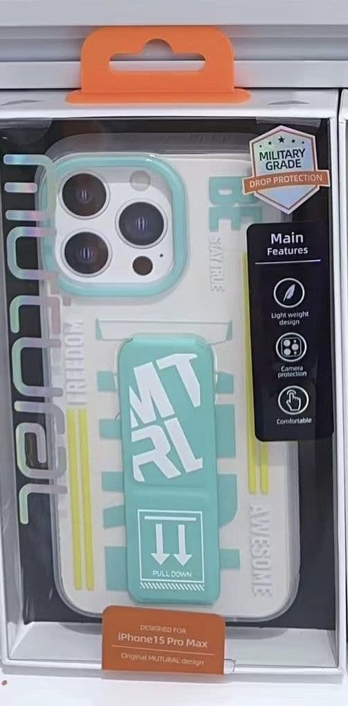 image-Mutural iPhone 15 Pro Case - Red TPU PC Wristband