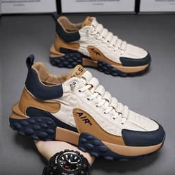 image-Men's Sports Casual Shoes - Black Orange Low Top