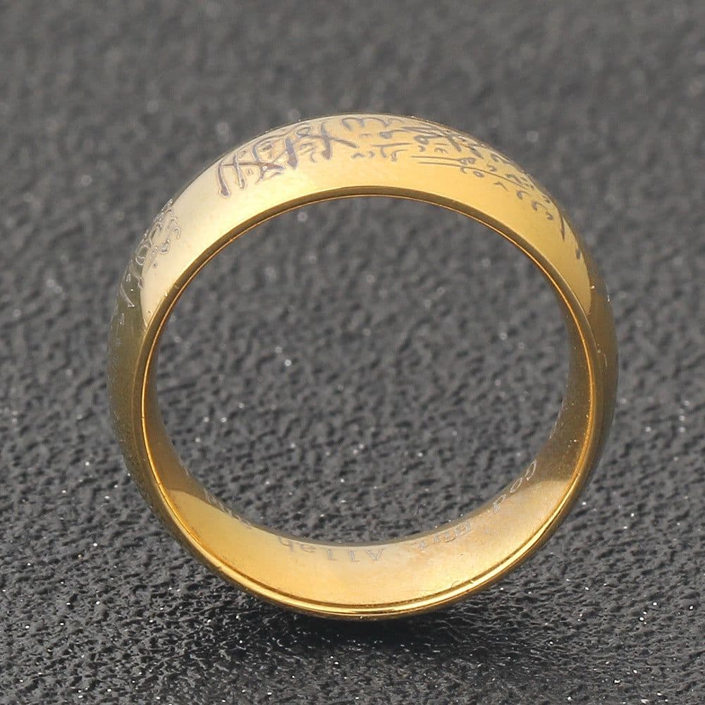 image-Titanium Steel Retro Gold Black Ring, 8mm Simple Personalized