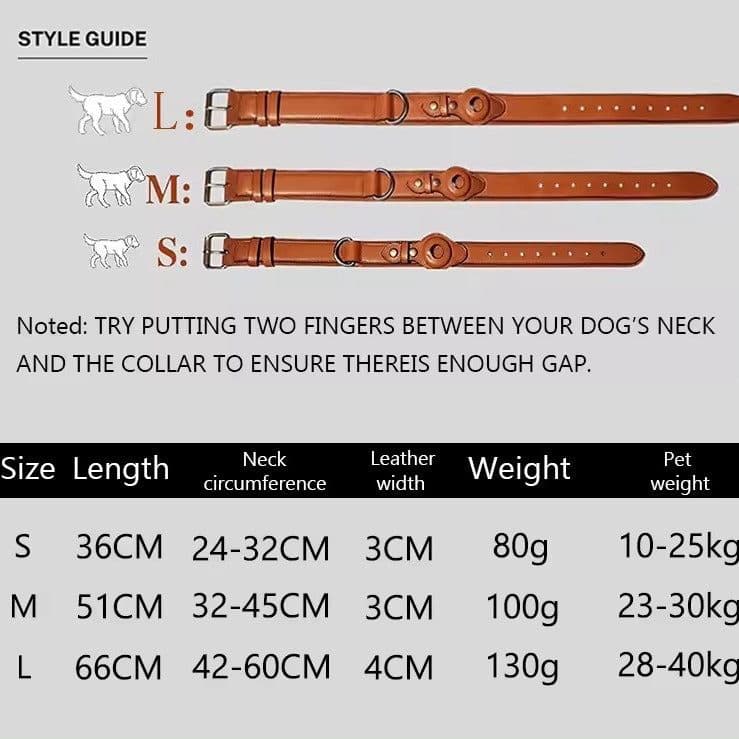 image-Dog Collar with AirTag Holder - Leather Apple Tracking