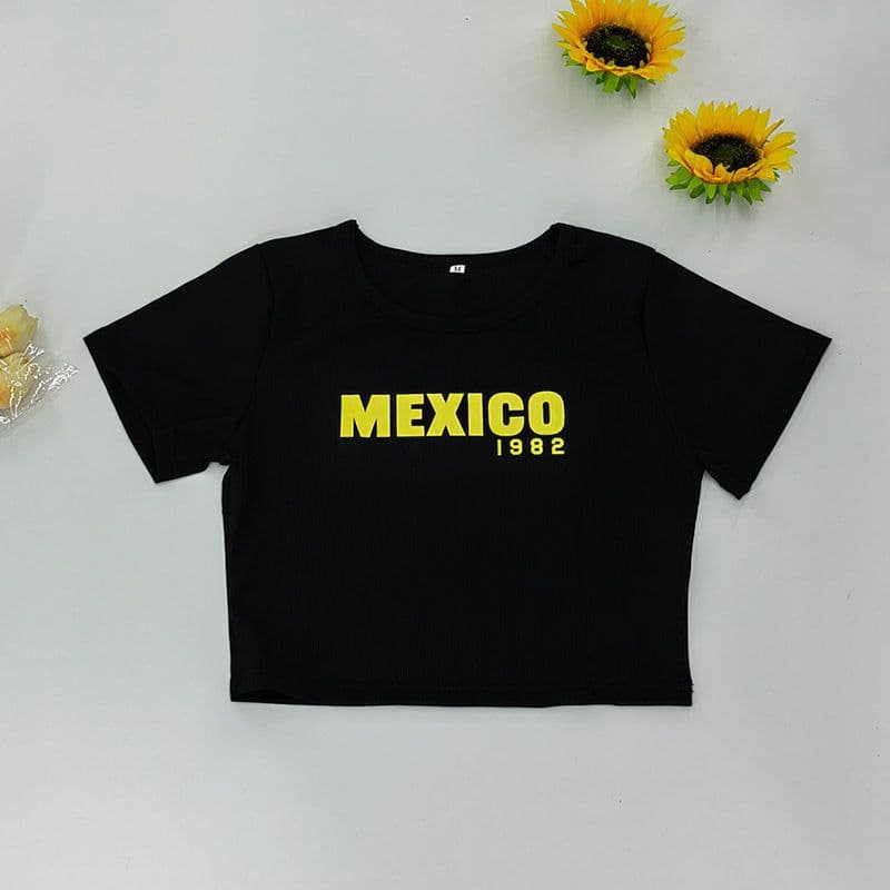 image-European American Y2K Blue Crop Top - Slim Fit