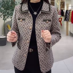 image-Autumn clothes, small fragrance, loose coat, women's new western style, age-reducing, belly-covering top, middle-aged mother's woolen coat