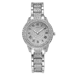 image-Roman Steel Belt Watch Full Diamonds Starry Quartz Hip-Hop Style (64 characters)