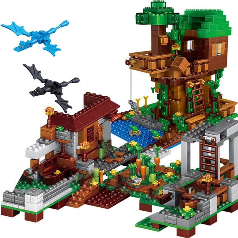 image-Lego-Compatible Minecraft Building Blocks Set - Cave & Tree House