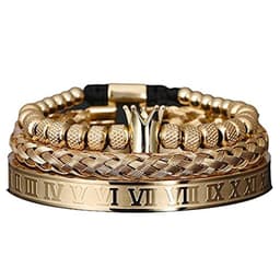 image-Cross-border Hot Sale Glossy Crown Bracelet Set Pineapple Beads Roman Numerals Twist Bracelet Set