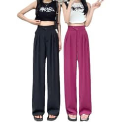 image-Korean Women's High Waist Black Pants Spring Summer
