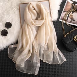 image-Beach Sunscreen Beading Scarf - Women 65*185cm, Thin Wool Blend Shawl (65 characters)