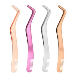 image-Stainless Steel Eyelash Tweezers with Comb
