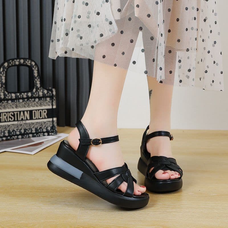 image-Roman PU Sandals Women Off White 42 Casual Platform