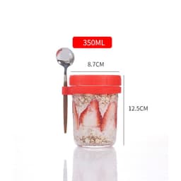 image-Oatmeal Cup Overnight Oatmeal Cup Breakfast Cup with Spoon Lid Mason Cup Glass Salad Jar Yogurt Cup