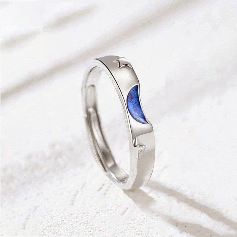 image-Couple Rings Adjustable Moon Star Open Ring
