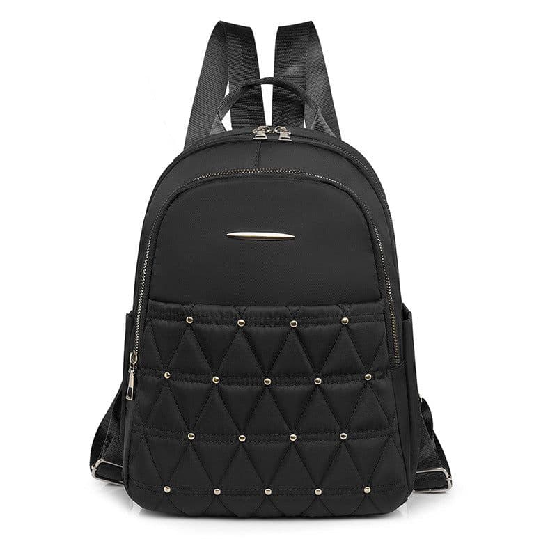 image-Large Capacity Women's Oxford Cloth Rhombus Backpack - Black