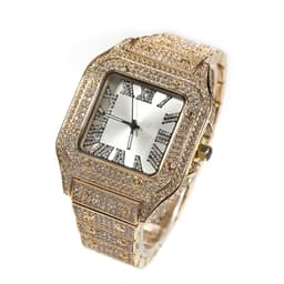 image-Men's Square Quartz Watch - Gold 45mm Roman Dial