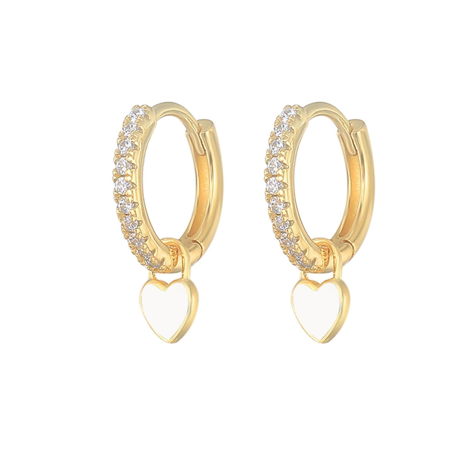 image-S925 Heart-Shaped Earrings - Platinum-White Oil Drop