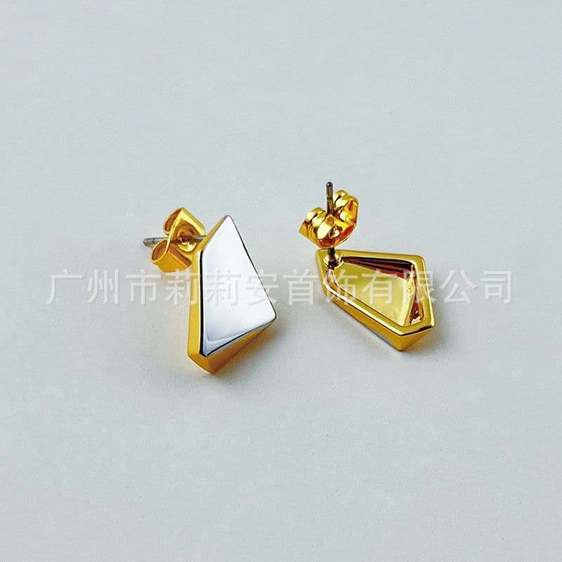 image-18K gold plated brass original design geometric color matching meteorite stud earrings personalized INS trend earrings E221449