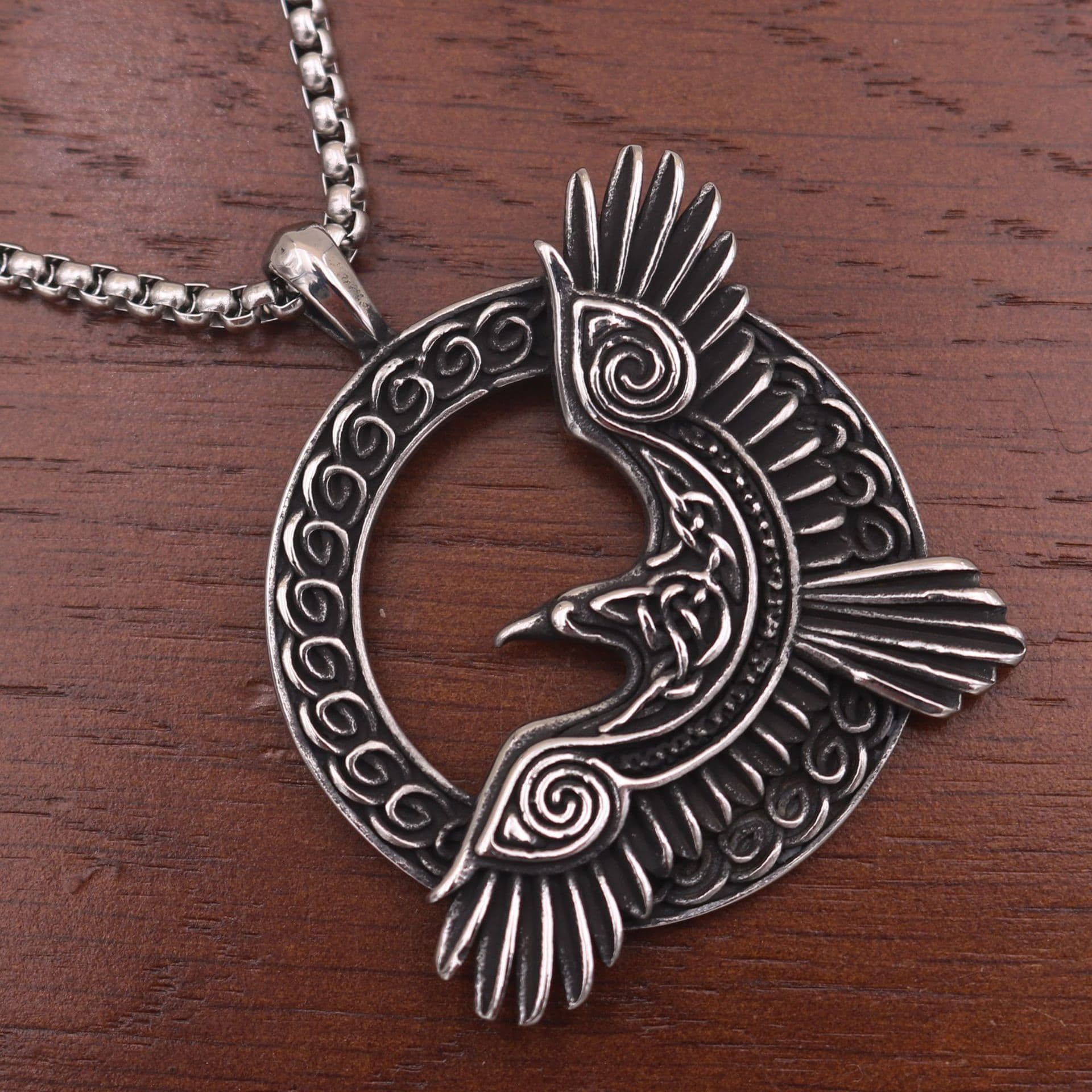 image-Viking Crow Titanium Steel Necklace - Popular Jewelry Amulet Pendant