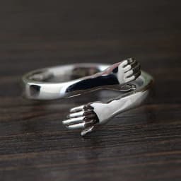 image-925 Silver Ring Creative Embrace Ring Palm Finger Glossy Ring Europe and America Amazon Cross-border Wholesale Ring