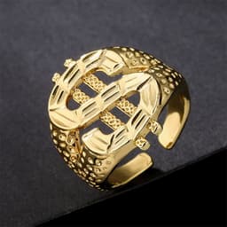 image-Men's Dollar Symbol Ring Gold Alloy - Fall 2022 Trend