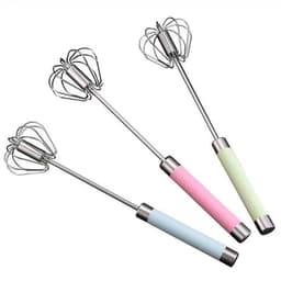 image-Stainless Steel Semi-Automatic Egg Beater - Handheld Whisk - Modern