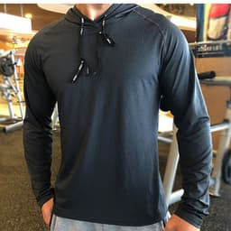 image-Men's Long Sleeve Hooded Sweatshirt - Light Gray Sports