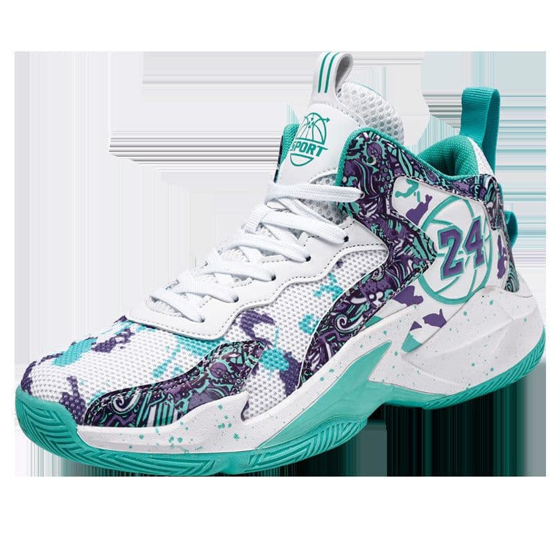image-Men's High-Top Basketball Shoes - Black White Camouflage