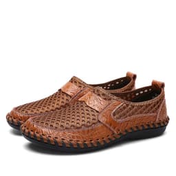 image-Men's Mesh Shoes Size 50 Brown Summer Slip-On