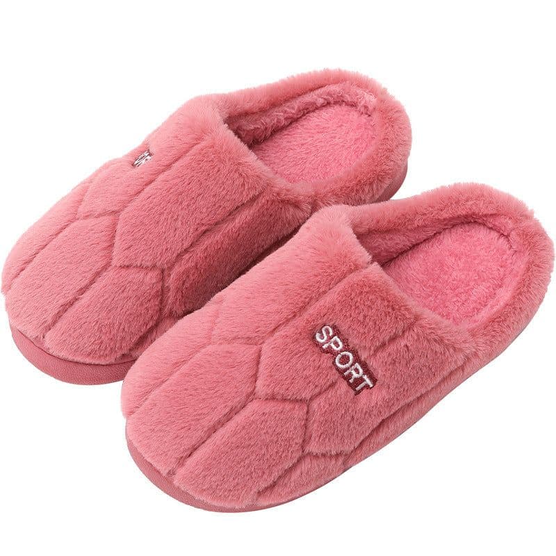 image-Gray Pig Plush Cozy Cotton Flip Flops, Diamond Purple, Size 44-45, Unisex