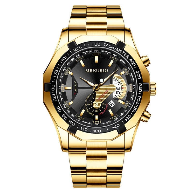 image-Men's Watch - Large Dial Steel Band Calendar