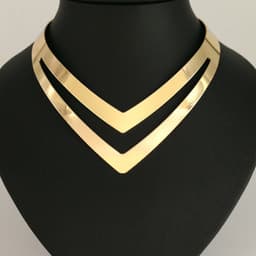 image-Metal Collar Necklace - Gold/White Zinc Alloy