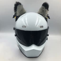 image-Motorcycle Helmet Cat Ears Bow Decoration - Plush Red