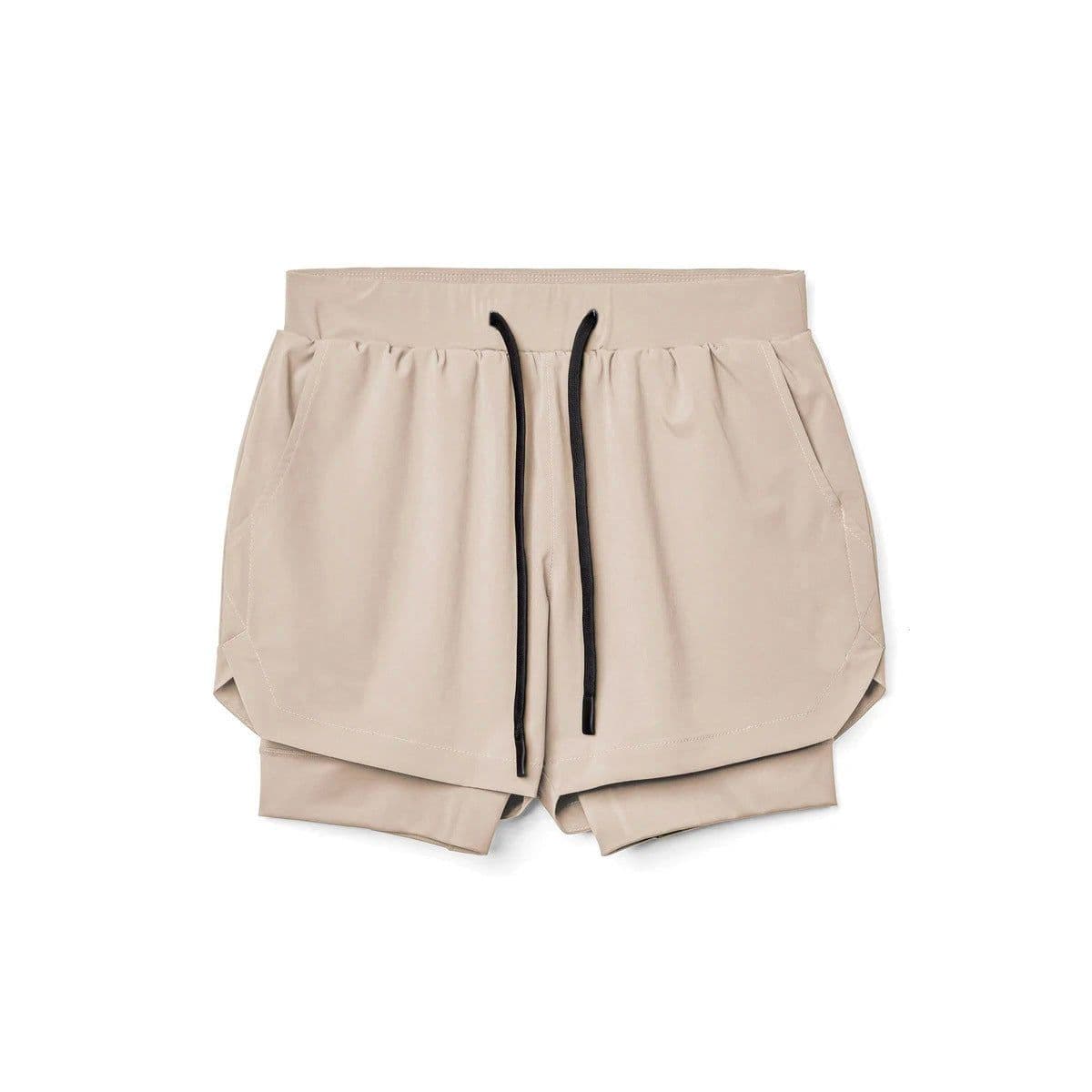 image-European Men's Quick-Dry Muscle Sports Shorts 4XL Beige White