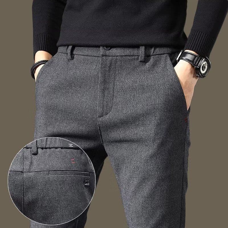image-Men's Casual Pants - Black Straight Fit Size 28