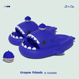 image-Late Brand Baby Shark Slippers - Non-Slip, 44-45 Size, Thick Sole
