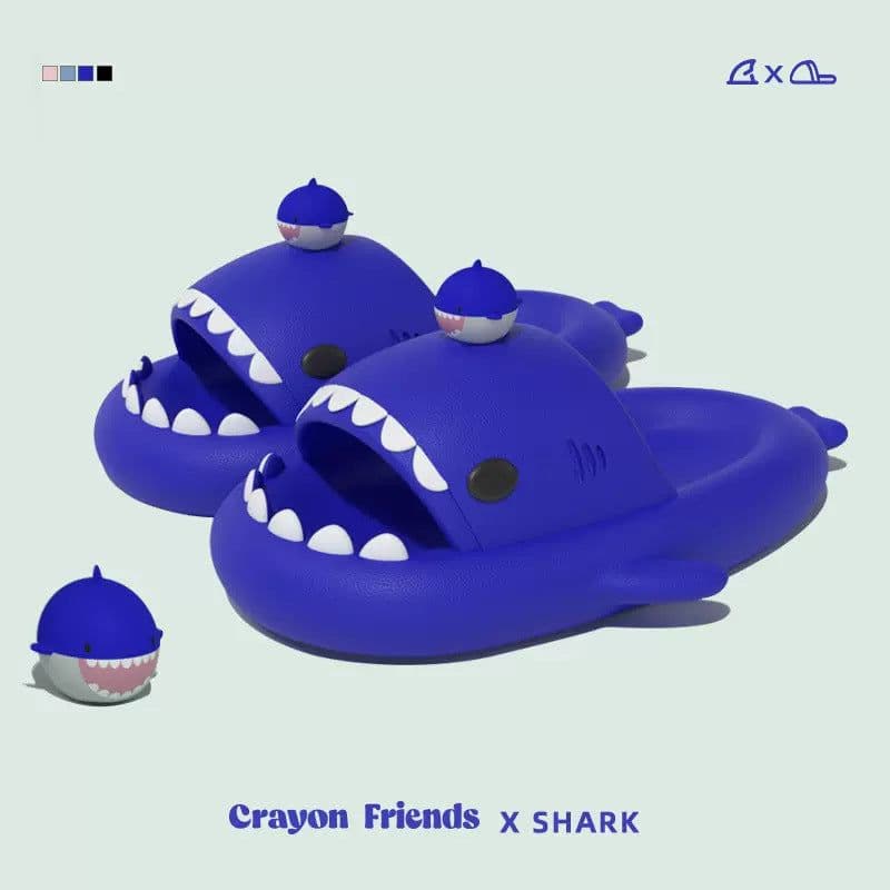 image-Late Brand Baby Shark Slippers - Non-Slip, 44-45 Size, Thick Sole