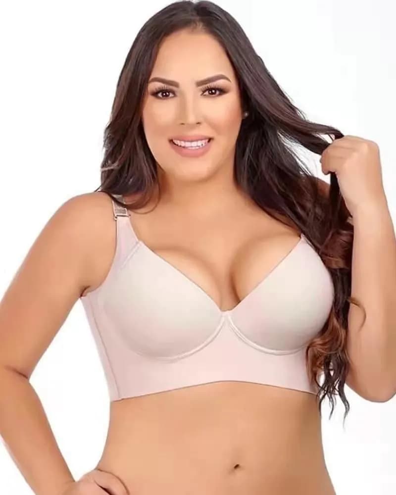image-Sexy Push-Up Bra, Large Size Anti-Sagging Underwire Deep V