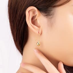 image-European & American Water Drop Earrings - Golden Metallic Hook Jewelry
