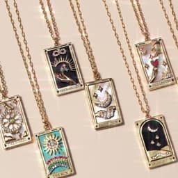 image-Electroplated real gold retro Tarot brand TAROT with drill dripping oil square brand necklace female ins high Zan Zan hot style