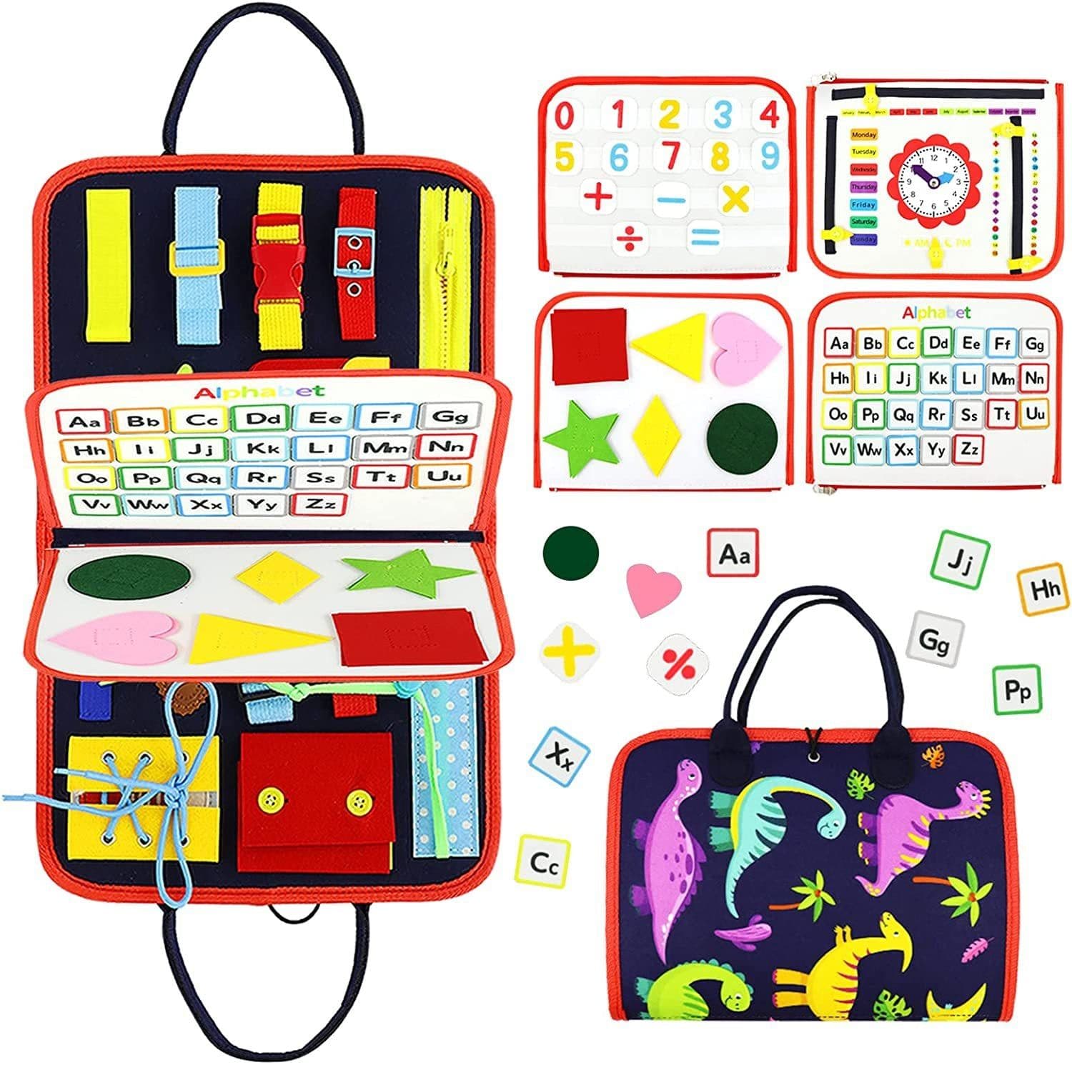 image-Busy Board Felt Dressing Buckle Learning Toy - Kids 4-6